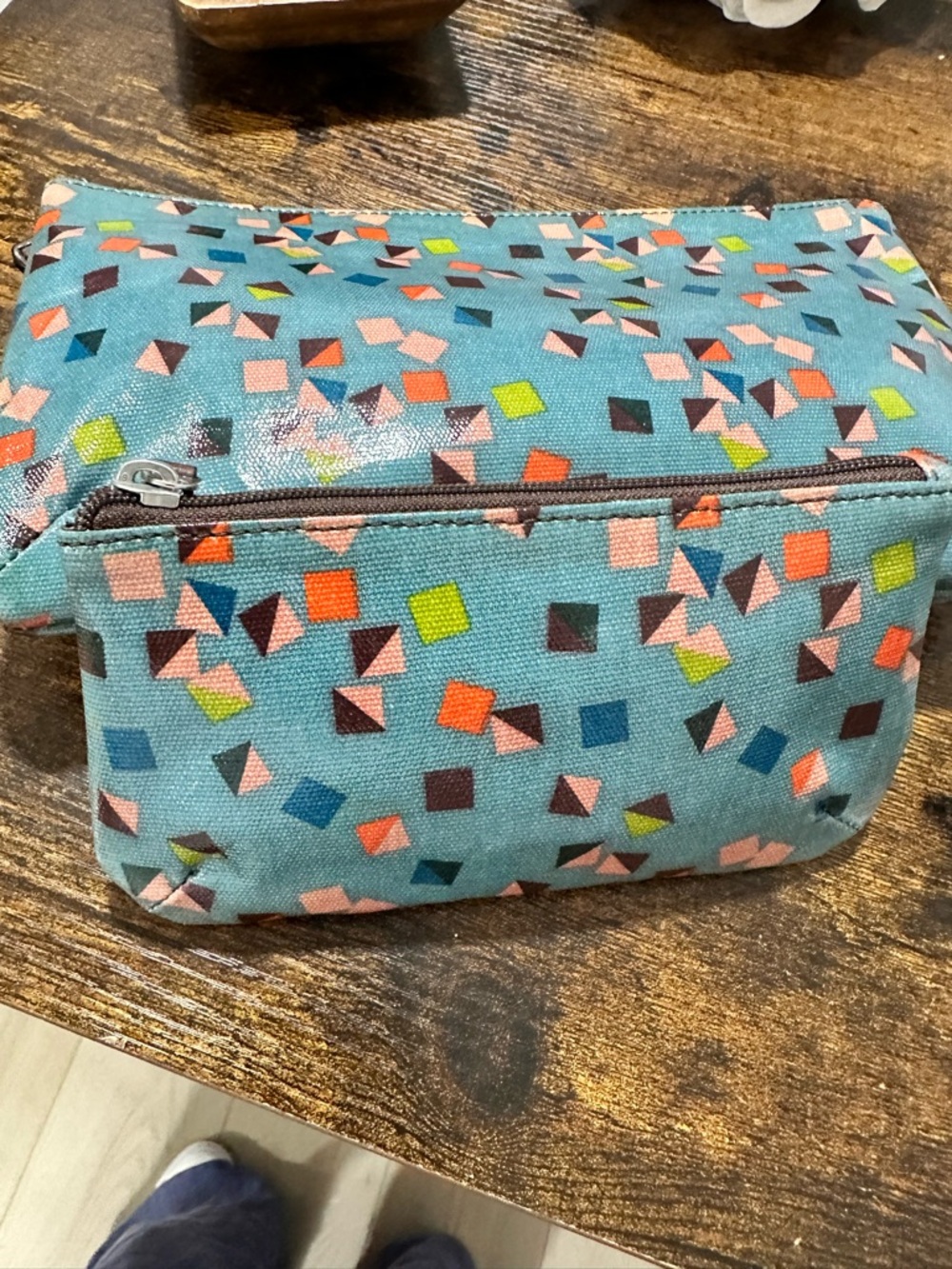Fossil Printed Coated Canvas Cosmetic Bag Set (2-Piece) Teal Multi - Picture 2 of 8